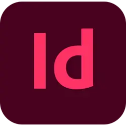 Logo d'Adobe InDesign, un logiciel de publication assistée par ordinateur qui permet aux utilisateurs de créer des mises en page professionnelles pour des documents tels que des brochures, des magazines et des livres, tout en offrant des fonctionnalités avancées pour la typographie, l'interactivité et l'intégration avec d'autres applications Adobe.